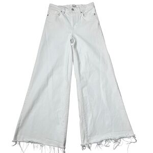 Frame Denim Le Palazzo Crop Womens 26 White Raw Hem Wide Leg Stretch Jeans